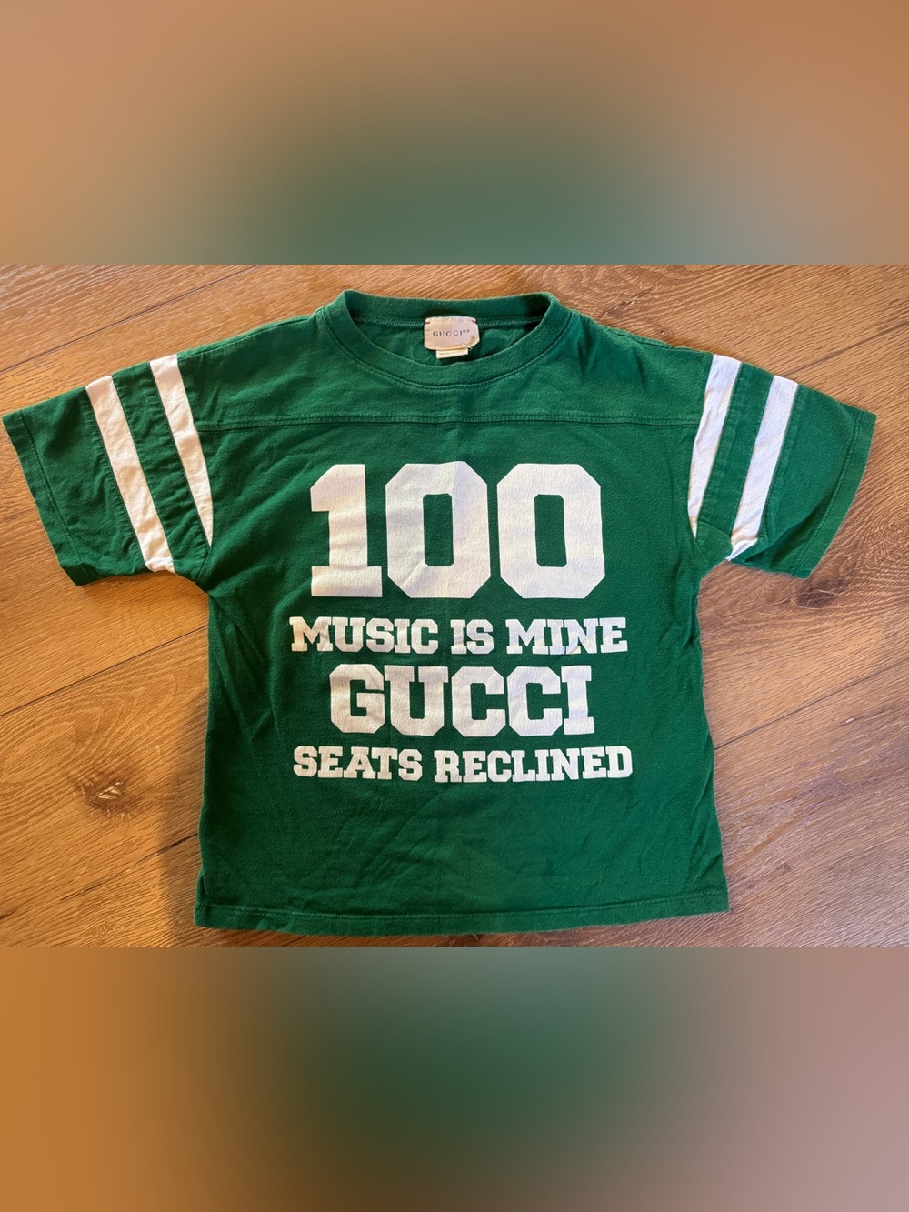 Gucci Green Kids Graphic Tee with White Print